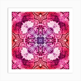 Pink Watercolor Flower Pattern From Bubbles 6 Art Print