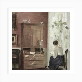 Woman Reading By A Window Art Print