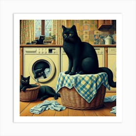 Cat In A Basket Art Print