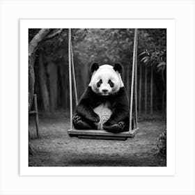 Panda Bear On Swing 1 Art Print