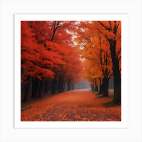 Autumn Road Art Print