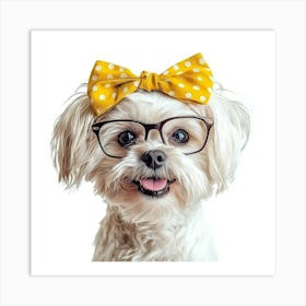 Cute Dog With Glasses 3 Art Print