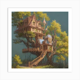 A stunning tree house that is distinctive in its architecture 10 Art Print