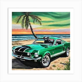 Mustang On The Beach Art Print