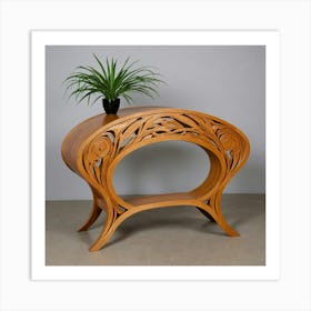 Carved Wood Console Table Art Print