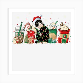 Tuxedo Cat Christmas Coffee Latte Art Print