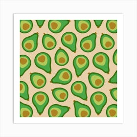 PLUMP AVOCADOS Retro Ripe Fruit in Vintage 70s Green Lime Brown Art Print