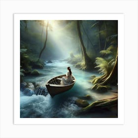 Girl In A Boat Art Print