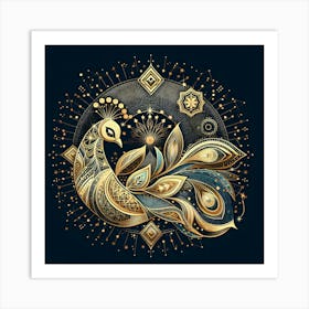 Gold Peacock Art Print