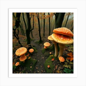 Mushrooms In The Forest 31 Art Print