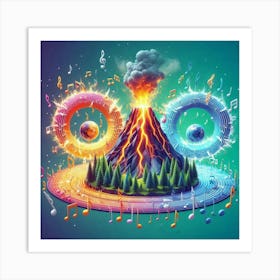 Music Notes On A Volcano Art Print