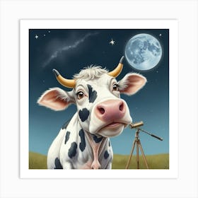 Cow With Telescope 3 Art Print