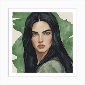 Green lady Art Print