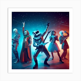 Rock Band In Space Art Print