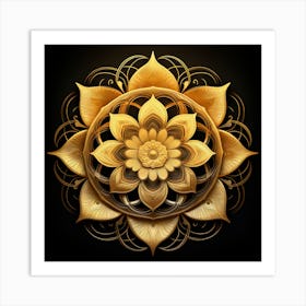 Golden Lotus Flower 1 Art Print