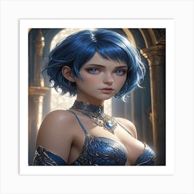 Young Woman With Blue Hair Art Print