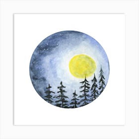 Moonlight In The Pines Art Print