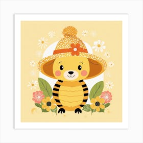 Floral Baby Bee Nursery Illustration (36) Art Print