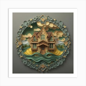 House In The Sea paper Art Art Print