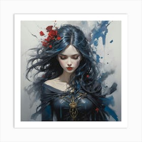 Beautiful Woman With Blue Hair Art Print