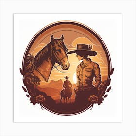 Vintage Cowgirl And Horse Art Print