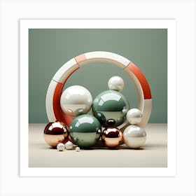 Christmas Abstract 3d Spheres Art Print