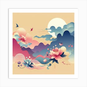 Chinese Lotus Flower Art Print