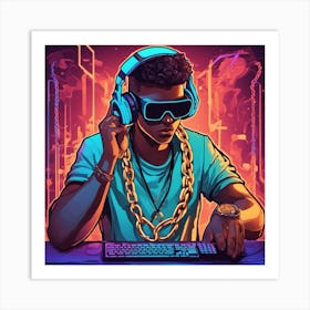 Gamer With Headphones 1 Art Print