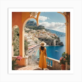 Amalfi Coast Matisse Style, Italy 5 Watercolour Travel Poster Art Print (3) Art Print