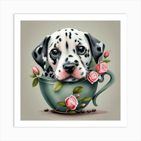 Dalmatian Puppy In A Cup Art Print