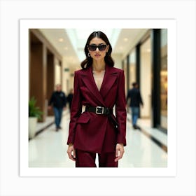 Model In Burgundy Suit Art Print