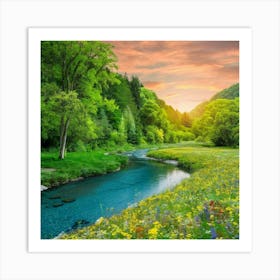 Sunset In The Mountains Art Print