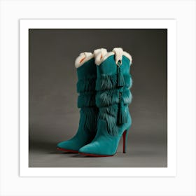 Turquoise Boots With Fur Trim Art Print