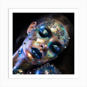 Girl With Glitter Makeup 1 Art Print