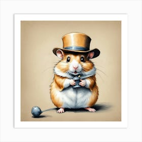 Hamster In Top Hat 16 Art Print