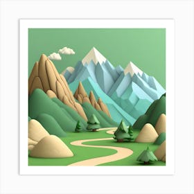 Firefly An Illustration Of A Beautiful Majestic Cinematic Tranquil Mountain Landscape In Neutral Col (21) Art Print
