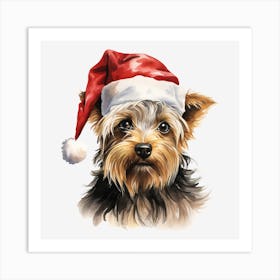 Yorkshire Terrier Santa Hat 2 Art Print