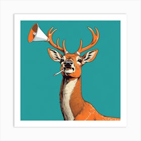 Deer With Megaphone Art Print