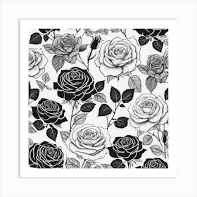 Black And White Roses 7 Art Print