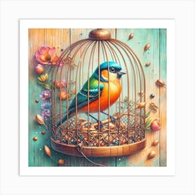 Bird In Cage 2 Art Print