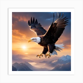 Bald Eagles Soaring Gracefully Art Print