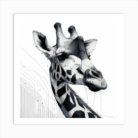 Giraffe Head - Abstract Line Art Illustration 87 Art Print