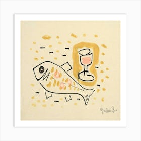 Fish And Wine Art Print