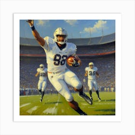 Fierce Football Player Mid-Action Scene Art Print