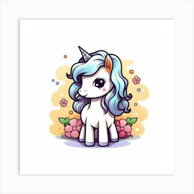 Unicorn With Flowers 2 Art Print