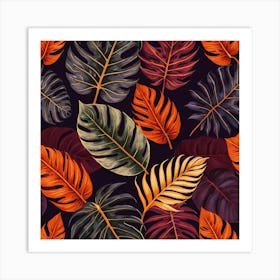 Tropical Leaves Seamless Pattern 5 Art Print