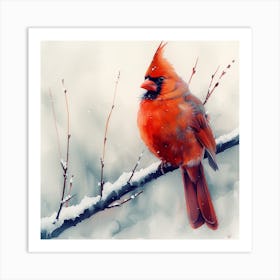 Cardinal In The Snow 7 Art Print