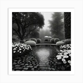 Garden black and white Art Print