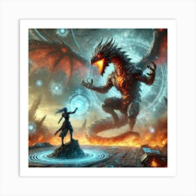 Empress Lian Dragon Summoning Sci Fi Art Print