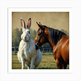 Rabbit And Horse Art Print